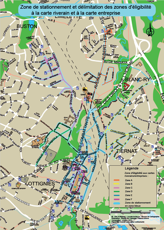 Plan de la zone bleue à Ottignies